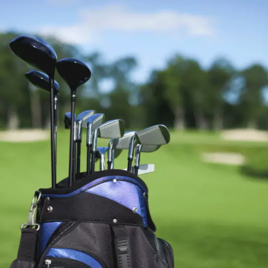 Golf clubs in Golf bag on Golf course