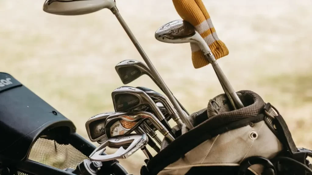 Golf bag with golf clubs
