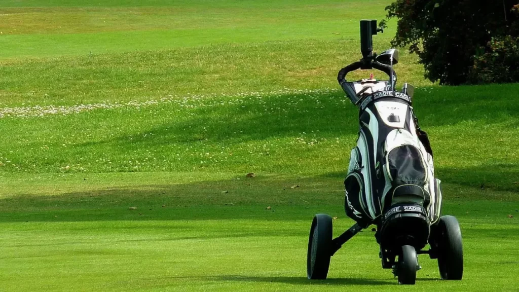 Golf caddy on golf course
