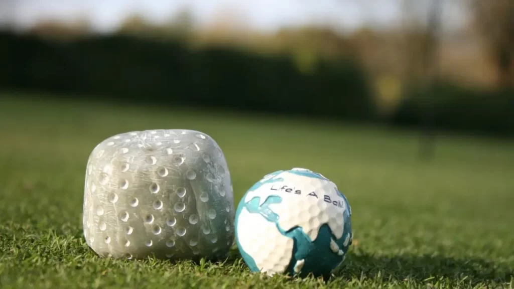 Golf balls on golf course grass