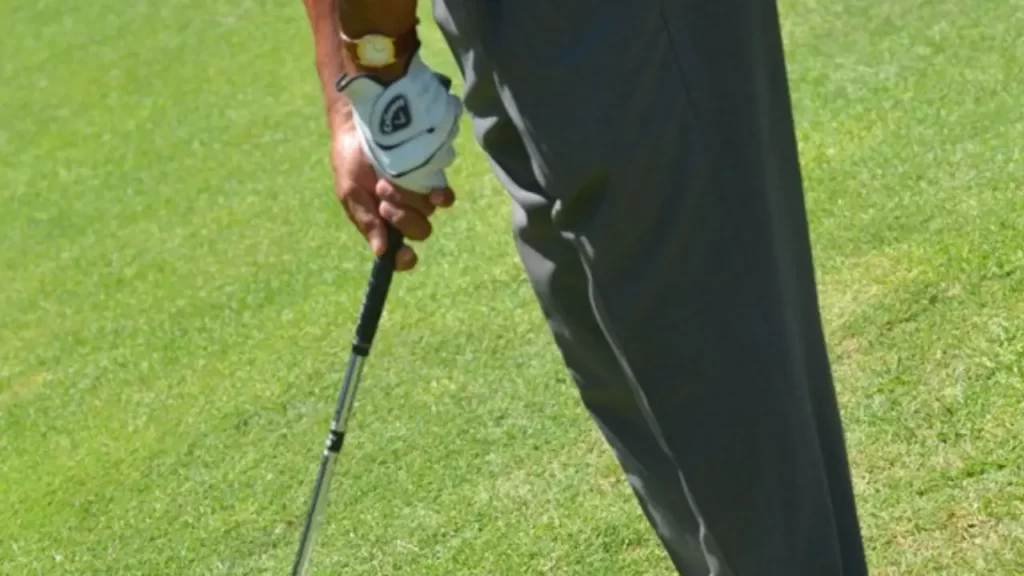 Golfer holding a golf club right-handed